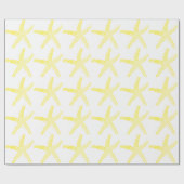 Starfish Pattern Beach Küste Golden Yellow Cool Geschenkpapier (Flach)
