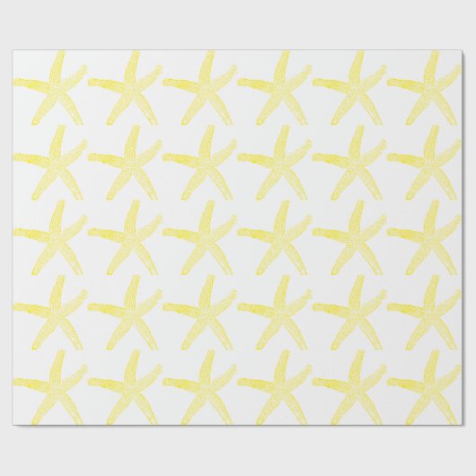 Starfish Pattern Beach Küste Golden Yellow Cool Geschenkpapier (Flach)