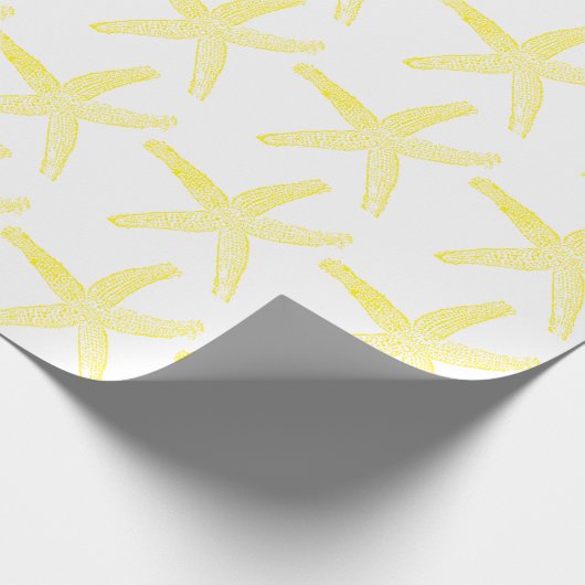 Starfish Pattern Beach Küste Golden Yellow Cool Geschenkpapier (Ecke)