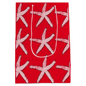 Starfish Pattern Beach Küste Rote Weihnachten Mittlere Geschenktüte (Rückseite)