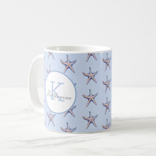 Starfish Pattern Beach Marine Individuelle Name Kaffeetasse (Vorderseite Links)