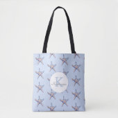 Starfish Pattern Beach Marine Individuelle Name Tasche (Vorderseite)