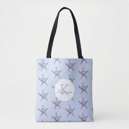 Starfish Pattern Beach Marine Individuelle Name Tasche (Vorderseite)