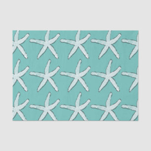 Starfish Pattern Beach Nautic Coastal Aquamarin Bl Seidenpapier