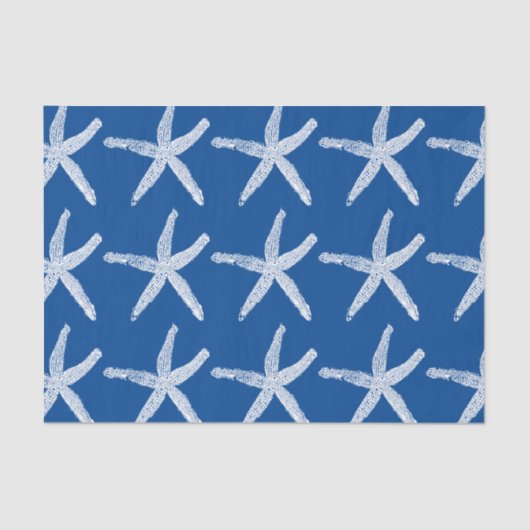 Starfish Pattern Beach Nautic Coastary Navy Blue Seidenpapier (Vorderseite)