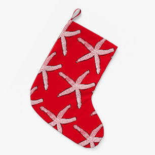 Starfish Pattern Beach Red White Christmas 2020 Kleiner Weihnachtsstrumpf