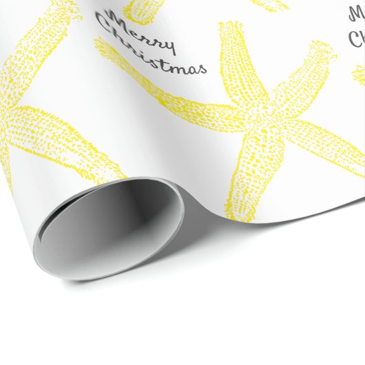 Starfish Pattern Gold Yellow Merry Christmas Beach Geschenkpapier (Rolleneckpunkt)