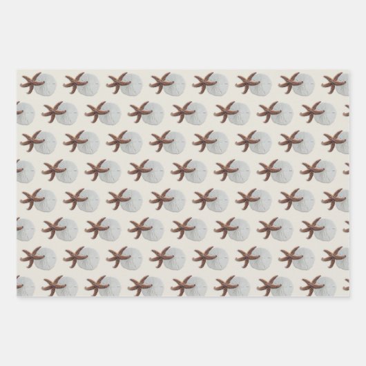 Starfish Pattern Grau Beige Jeder Anlass Geschenkpapier Set (Vorderseite 3)
