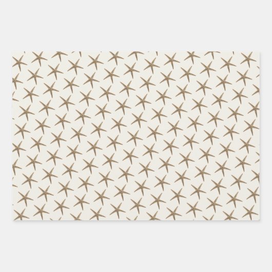 Starfish Pattern Grau Beige Jeder Anlass Geschenkpapier Set (Vorderseite 2)