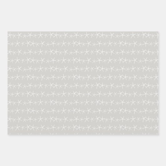 Starfish Pattern Grau Beige Jeder Anlass Geschenkpapier Set (Vorderseite)