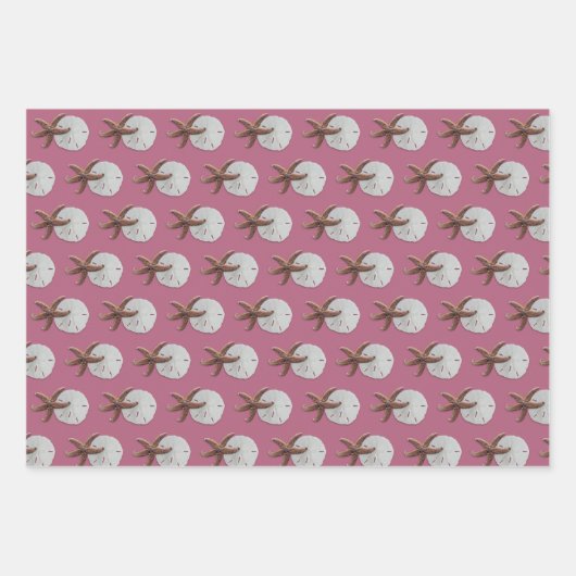 Starfish Pattern Grau Beige Jeder Anlass Geschenkpapier Set (Vorderseite 3)