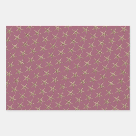 Starfish Pattern Grau Beige Jeder Anlass Geschenkpapier Set (Vorderseite 2)