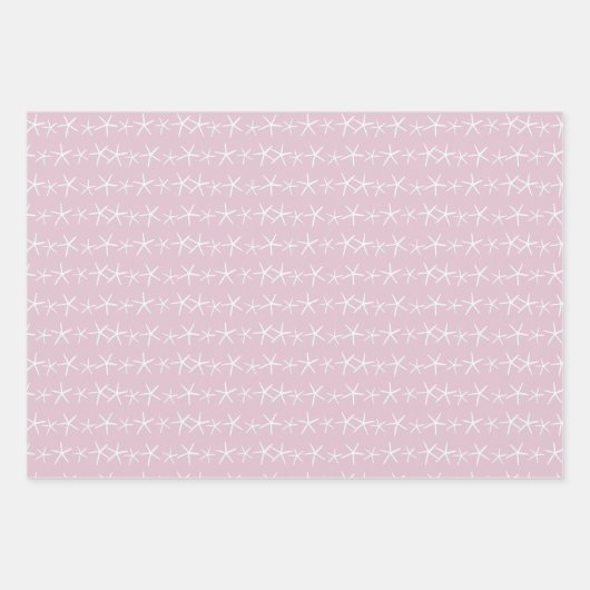 Starfish Pattern Grau Beige Jeder Anlass Geschenkpapier Set (Vorderseite)