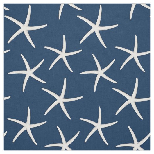 Starfish Pattern Navy Blue Beach Theme Nautic Stoff (Muster)