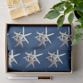 Starfish Pattern Navy Blue Seidenpapier