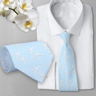 Starfish Pattern Pale Blue Beach Groom Neck Tie Krawatte