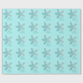 Starfish Patterns Aquamarin Aqua Frohe Weihnachten Geschenkpapier (Flach)