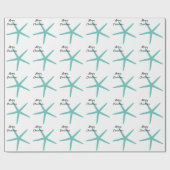 Starfish Patterns Aquamarin Beach Frohe Weihnachte Geschenkpapier (Flach)