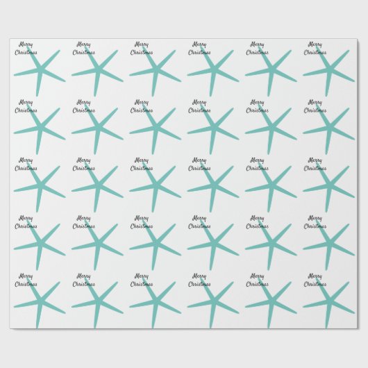 Starfish Patterns Aquamarin Beach Frohe Weihnachte Geschenkpapier (Flach)