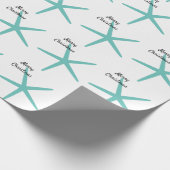 Starfish Patterns Aquamarin Beach Frohe Weihnachte Geschenkpapier (Ecke)