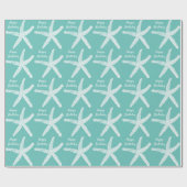 Starfish Patterns Aquamarin White Beach Happy Gebu Geschenkpapier (Flach)