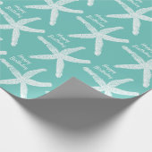 Starfish Patterns Aquamarin White Beach Happy Gebu Geschenkpapier (Ecke)