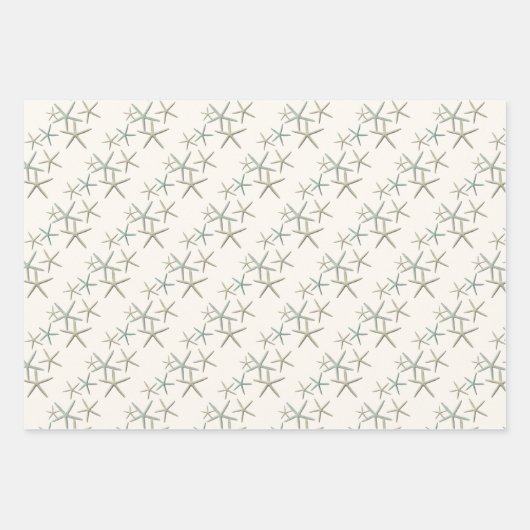 Starfish Patterns auf Ecru Geschenkpapier Set (Vorderseite 3)