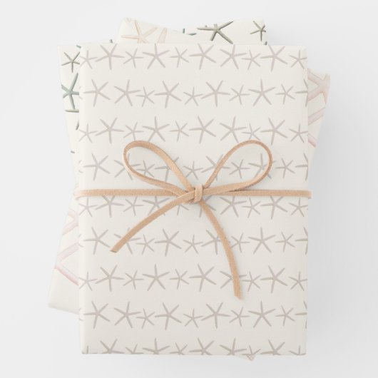 Starfish Patterns auf Ecru Geschenkpapier Set (Beispiel)