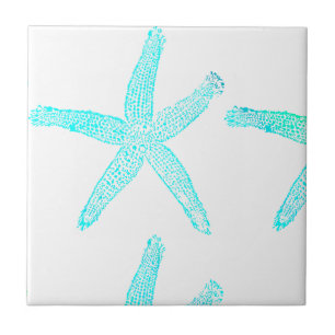 Starfish Patterns Beach Aquamarin Blue White Nauti Fliese