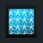 Starfish Patterns Beach Coastal Glittery Blue Nied Erinnerungskiste<br><div class="desc">Entworfen mit Sternenmustern im glitzernblauen Hintergrund!</div>