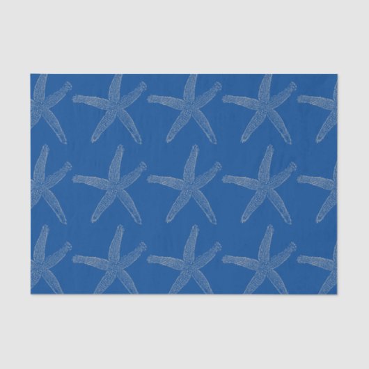 Starfish Patterns Beach Coastal Navy Custom Seidenpapier (Vorderseite)