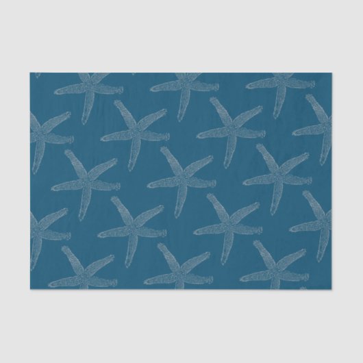 Starfish Patterns Beach Coastal Ocean Blue Custom Seidenpapier (Vorderseite)
