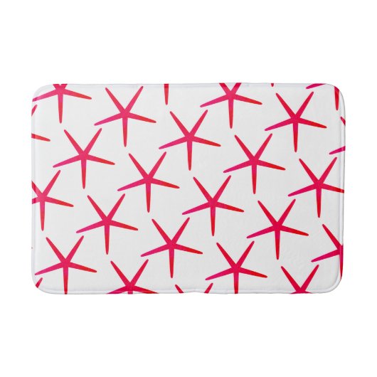 Starfish Patterns Beach Pink Red White Niedlich Gi Badematte (Vorderseite)