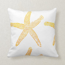 Starfish Patterns Beach Thema Golden Yellow White Kissen