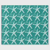 Starfish Patterns Dark Aquamarin Frohe Weihnachten Geschenkpapier (Flach)
