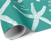Starfish Patterns Dark Aquamarin Frohe Weihnachten Geschenkpapier (Rolleneckpunkt)
