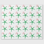 Starfish Patterns Frohe Weihnachten Grün Weiß Rot Geschenkpapier (Flach)