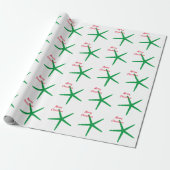 Starfish Patterns Frohe Weihnachten Grün Weiß Rot Geschenkpapier (Ungerollt)