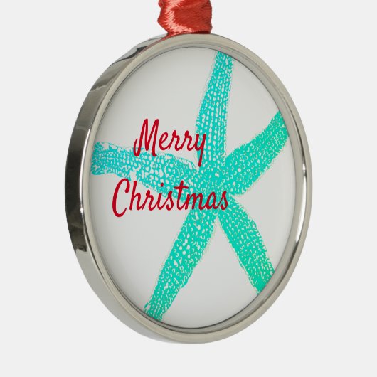 Starfish Patterns Green Blue Red Frohe Weihnachten Ornament Aus Metall (Rechts)