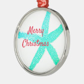 Starfish Patterns Green Blue Red Frohe Weihnachten Ornament Aus Metall (Links)