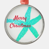 Starfish Patterns Green Blue Red Frohe Weihnachten Ornament Aus Metall (Vorne)