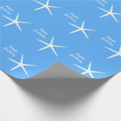 Starfish Patterns Happy Birthday Nautical Blue Geschenkpapier (Ecke)