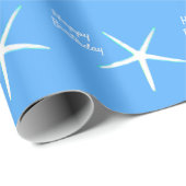 Starfish Patterns Happy Birthday Nautical Blue Geschenkpapier (Rolleneckpunkt)