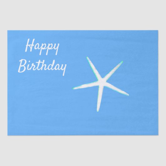 Starfish Patterns Happy Birthday Nautical Blue Seidenpapier (Vorderseite)