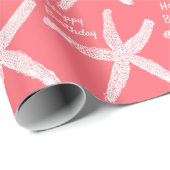 Starfish Patterns Lachs Pink Beach Happy Birthday Geschenkpapier (Rolleneckpunkt)