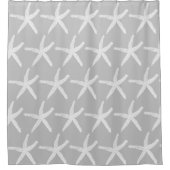 Starfish Patterns Nautical Beach Gray White Duschvorhang (Vorderseite)
