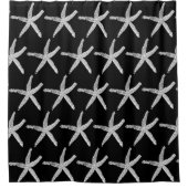 Starfish Patterns Nautical Beach Schwarz-weiß Nied Duschvorhang (Vorderseite)