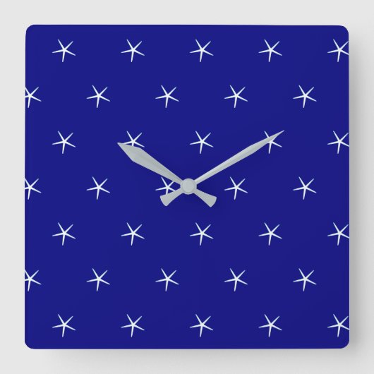 Starfish Patterns Navy Custom Nautical Gift Quadratische Wanduhr (Vorderseite)