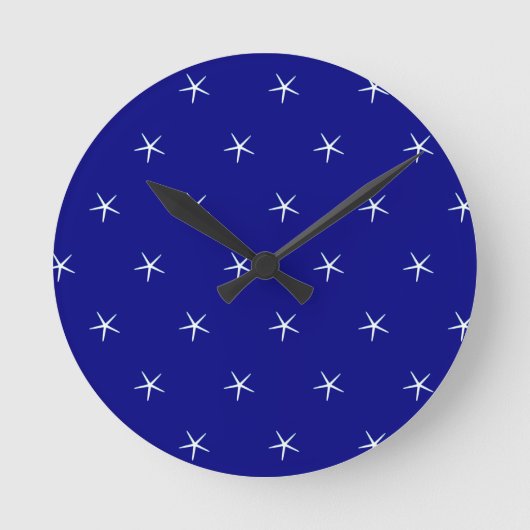 Starfish Patterns Navy Custom Nautical Gift Runde Wanduhr (Vorderseite)