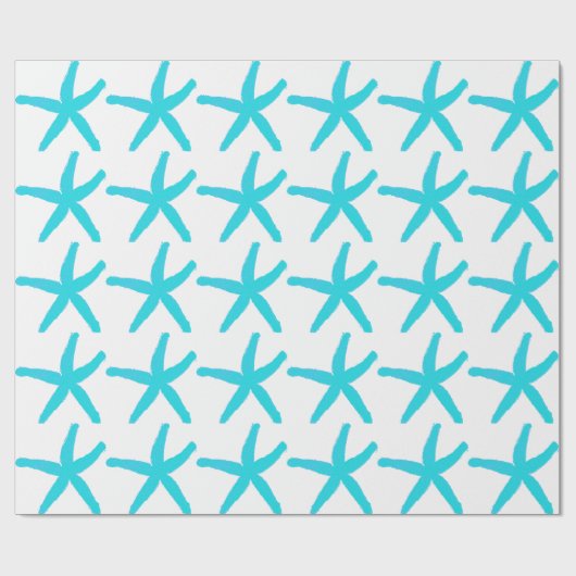 Starfish Patterns Pastel Aquamarin Blauer Weihnach Geschenkpapier (Flach)